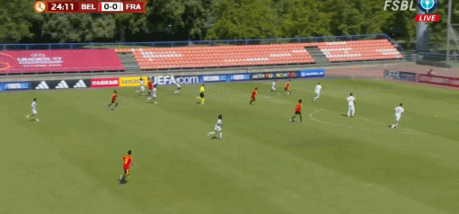 开云团队-半场：U17比利时1-0法国U17，德里森助攻贾登-塞克破门